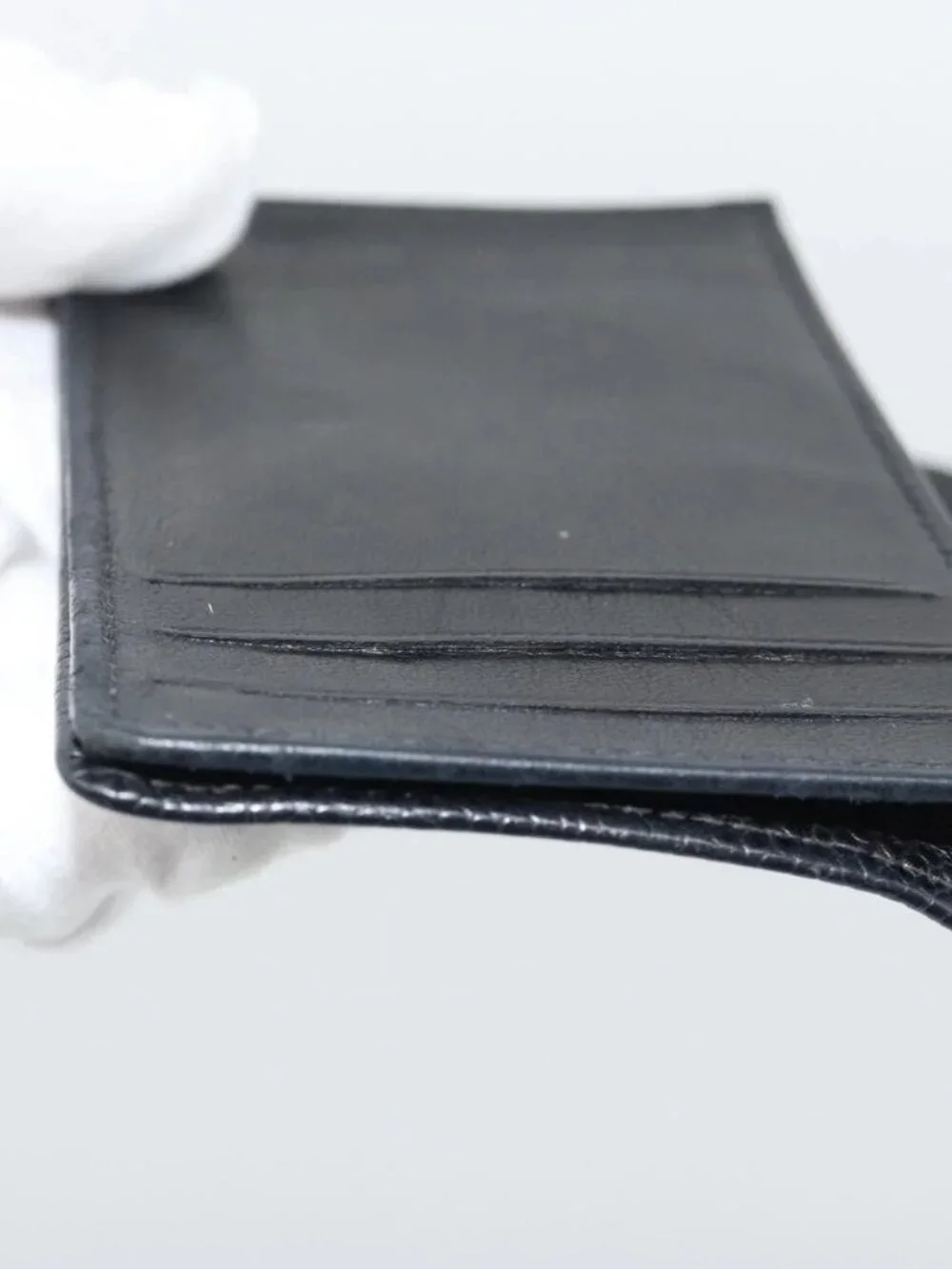 CHANEL Card Case Grained Calf Skin Black CC Auth 188321M